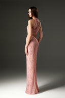 Light Pink Sequin Mesh Lace Halter Top for women, from IHF STUDIO, The Viet Concept 