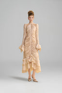 LINH PHUNG • Solenne Champagne Organza Halter Midi Dress