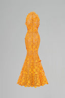 Aurélisse Orange Floral Lace Mermaid Maxi Dress for women, from IHF STUDIO, The Viet Concept 