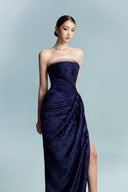 Manos Obsidian Pleated Velvet Dress for women, from BYDI, The Viet Concept 