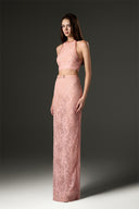 Light Pink Sequin Mesh Lace Column Skirt for women, from IHF STUDIO, The Viet Concept 