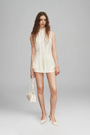 Cream Charlie Sleeveless Silk Blouse for women, from HUONG, The Viet Concept 