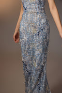 Sea Crystal Halter Sequin Maxi Dress for women, from KEIRA TONG, The Viet Concept 