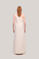 Cream Chuong A-line One Shoulder Tussah Silk Maxi Dress for women, from TINH, The Viet Concept 