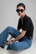 Black Julia Lotus Jersey Shirt for women, from HOBB, The Viet Concept 