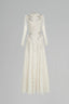 Cream Celestine A-line Cold Shoulder Sleeved Lace Floor Length Dress for women, from Maison Des Copains, The Viet Concept