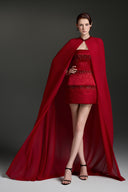 Strapless Sequin Floral Silk Taffeta Mini Column Dress for women, from IHF STUDIO, The Viet Concept 
