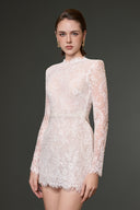 Celestia Pearl-Embellished Mesh Lace Mini Dress for women, from IHF STUDIO, The Viet Concept