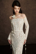 Embroidered Vine Off-Shoulder Lace Couture Dress for women, from KEIRA TONG, The Viet Concept 