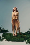 Rhea Cinnamon Blanca Crinkle Satin Goddess Couture Dress for women, from LA VIERGE, The Viet Concept 