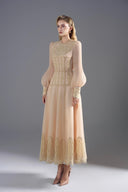 ROSEE de MATIN • Long Sleeve Cream Organza Midi Dress