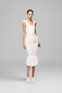 White Fanci Drapped Maxi Dress for women, from Pham Studio, The Viet Concept 