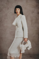 Cleo Floral Lace Tweed Midi Skirt  for women, from WHITE PLAN, The Viet Concept 