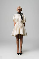 Cream Melis Mini Dress - With Bow for women, from Guyehi Studio, The Viet Concept 
