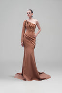 Darya Crystal-Embroidered Crepe Asymmetric Evening Gown for women, from 21SIX, The Viet Concept