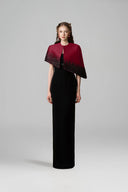Éloria Dark Green Cape Bustier Column Evening Gown for women, from IHF ATELIER, The Viet Concept