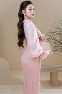 Van Nha Sheer Layered Cotton Silk Gown for women, from DO LONG, The Viet Concept 