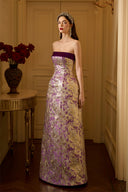 Burstier Waist-Cinching A-Line Metallic Jacquard Silk Couture Gown for women, from IHF ATELIER, The Viet Concept 