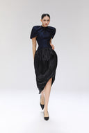 SORAMAME • Nocturne Metallic Chiffon Halter Sheath Dress
