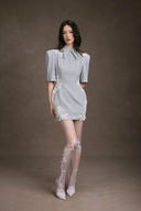 KEIRA TONG • Lace Patch Striped Kate Silk Dress