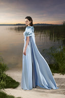 TRACY COUTURE • Sculptural Puff Cape & Floral Embellished Column Set