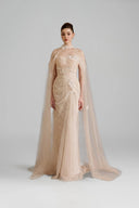 CALISTA • Mirel Embellished Soft Tulle Cape