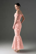 IHF STUDIO • Scarlet Floral Garden Lace Off-Shoulder Mermaid Gown