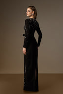 IHF ATELIER • Grey Crystal-Embellished Taffeta Mermaid Gown
