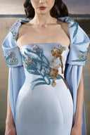 TRACY COUTURE • Sculptural Puff Cape & Floral Embellished Column Set