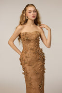 21SIX • Azura Tulle Floral Embellished Gown with Organza Cape