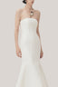 White Tram Trumpet Straight Across Neck Taffeta Maxi Dress for women, from TINH, The Viet Concept