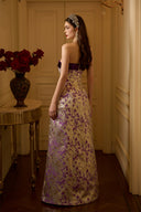 Burstier Waist-Cinching A-Line Metallic Jacquard Silk Couture Gown for women, from IHF ATELIER, The Viet Concept 