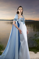 TRACY COUTURE • Sculptural Puff Cape & Floral Embellished Column Set