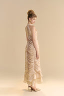 LINH PHUNG • Solenne Champagne Organza Halter Midi Dress
