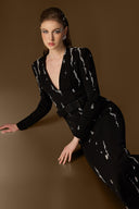 IHF ATELIER • Grey Crystal-Embellished Taffeta Mermaid Gown