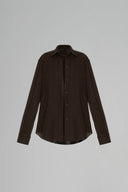 Brown Sylvara Straight Collared Neck Jersey Shirt for women, from Maison Des Copains, The Viet Concept 