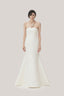 White Tram Trumpet Straight Across Neck Taffeta Maxi Dress for women, from TINH, The Viet Concept