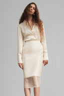 Cream Caroline Silk Blend Shirt  for women, from HUONG, The Viet Concept 