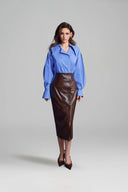 KEIRA TONG • Tailored Double-Breasted Textured Poplin Shirt Top