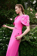 Crystal Floral Column Evening Gown With Crossed Straps Short Cape for women, from IHF ATELIER, The Viet Concept
