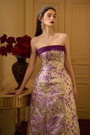 IHF ATELIER • Burstier Waist-Cinching A-Line Metallic Jacquard Silk Couture Gown