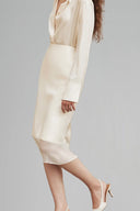 Cream Caroline Silk Blend Shirt  for women, from HUONG, The Viet Concept 