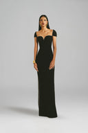 Crystal Beaded Poly Crepe Maxi Evening Dress for women, from L'SCARLETT, The Viet Concept