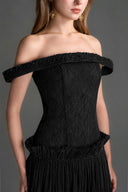 IHF STUDIO • Aurelia Vine Guipure Lace Off-Shoulder A-Line Dress