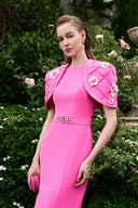 Crystal Floral Column Evening Gown With Crossed Straps Short Cape for women, from IHF ATELIER, The Viet Concept