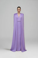 Light Purple V-Neck Column Gown With Crystal Cape Sleeves for women, from IHF ATELIER, The Viet Concept 