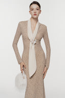 L'ALLÉE • Silk Scarf-Lapel Column Gown