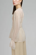 Serin Blouson V-Neck Georgette Blouse for woman, from ARTI, The Viet Concept 