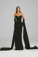 Crystal Embellished Off-Shoulder Crepe Evening Gown for women, from L'SCARLETT, The Viet Concept