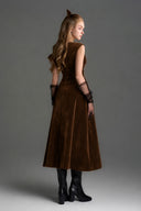 IHF STUDIO • Black Lyon Velvet Crystal-Embellished A-Line Midi Dress